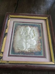 Framed Ganesha Silver Embossed Art