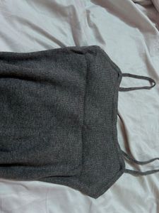 y2k fitted Grey Spaghetti Strap