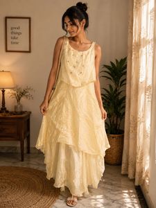 Elegant Cream Layered Dress