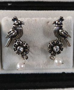 Oxidised Antique Silver Dangle Earrings