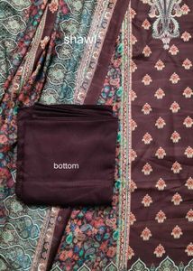 winter Printed suit material with Shawl