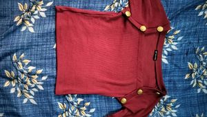 Burgundy Ribbed Knit Top