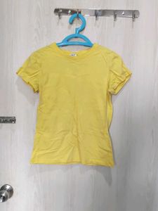 Bewakoof Women's Yellow Slim Fit T-shirt
