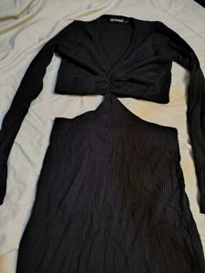 Sassafras Chic Black Cut-Out Midi Dress