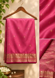 Elegant Pink Saree with Gold Border
