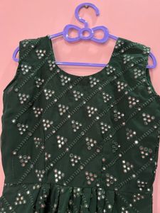 Elegant Green Mirror Work Kurti.