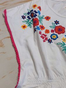 12-14 year Adorable Floral Embroidered Top