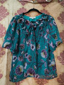 Floral Print Ruffled Blouse