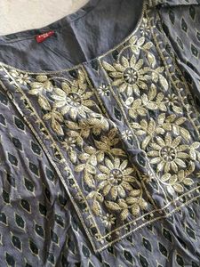 Embroidered Grey Kurta