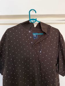 Men's Brown Polka Dot Polo Shirt