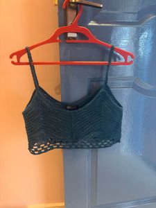 Teal Crochet Crop Top
