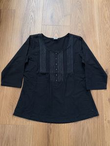 Black Embroidered Button-Up kurti Top