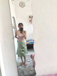 one shoulder bow top with skirt
