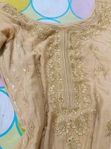 partywear Elegant Embroidered Kurta Sharara set