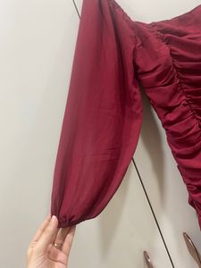 B+VESTRY Maroon Sheath Ruched Dress
