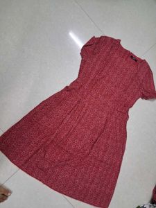 Red Printed Short Sleeve Dress