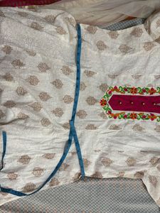 White &amp; Pink Frock Style Kurta and Dupatta
