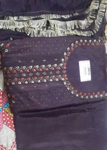 Two colour are available, unstitched dress with du