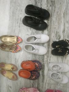 Girl 13 Pair Shoes Including School Blck And White Shoes