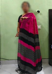 Vibrant Pink Black Saree