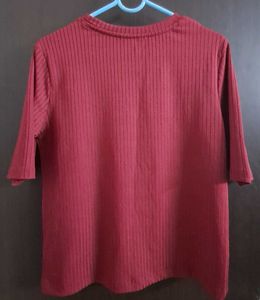 Ribbed Maroon A-Line Top