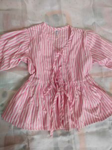 Pink Striped Peplum Top