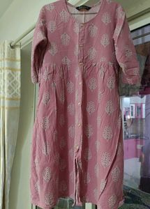 Pink Printed Cotton Kurta