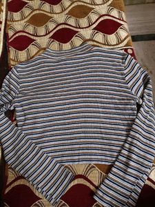 Striped Long Sleeve Crop Top