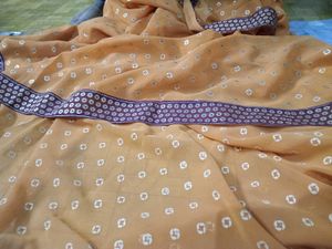 Orange Printed Saree with Blouse
