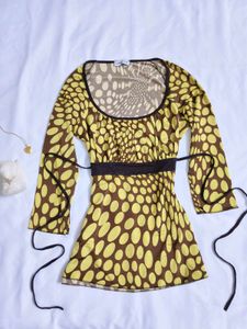 Funky Brown & Yellow Polka Dot Top