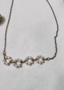 Elegant Pearl chain &amp;silver bengles 4with Ring
