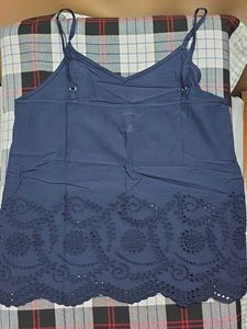 Navy Blue Eyelet Cami Top