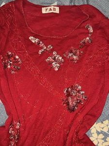 Y2K red gorgettee top