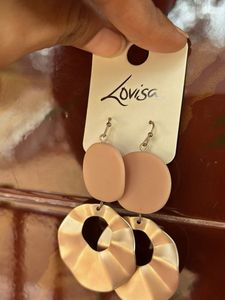 Stylish Blush Pink & Gold Dangle Earrings