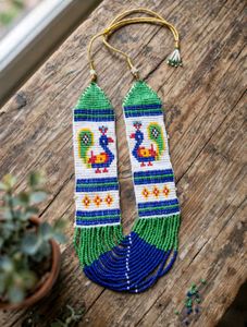 Handmade Beaded Peacock Necklace