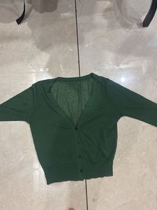 Green V-Neck Cardigan