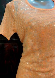 Y2K Sparkling Peach Short Sleeve Top✨🫶🏻
