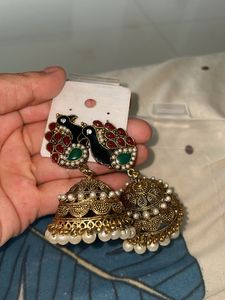 Peacock Jhumka Earrings - Indian Inspired Jewelry