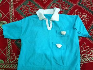 Blue Kurta with Bear Embellishments