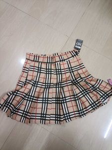 New Plaid Pleated Mini Skirt