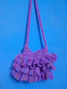 Handmade Crochet Ruffle Bag
