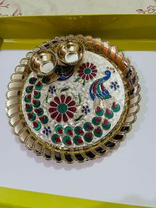 Decorative Peacock Design Pooja Thali new wdttag