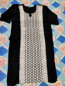 Elegant Black Kurta with White Embroidery