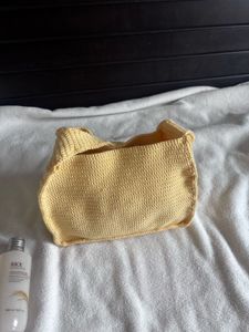 Handmade Yellow Crochet Shoulder Bag / Handbag