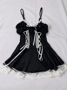 Black Lace Trim French Maid Lingerie Set
