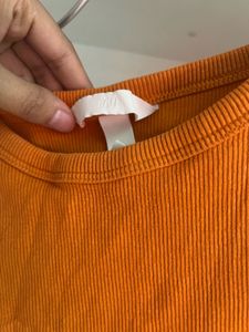 Vibrant Orange Ribbed Tank Top