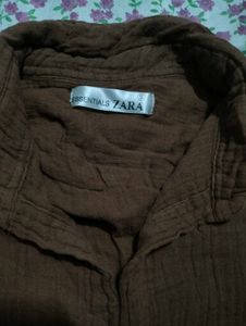 Brown Textured Button-Up Shirt