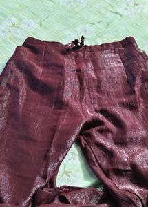 Maroon Kurta Set with Embellished Neckline