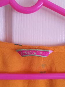 Orange Printed Kurta