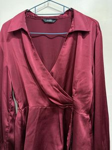 Elegant Satin Wrap Blouse